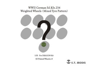 画像1: E.T.MODEL[P35-110B]1/35 WWII ドイツSd.Kfz.234用大径ホイール自重変形タイヤパターン混成仕様セット(3Dプリンター) (1)
