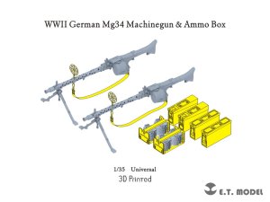 画像1: E.T.MODEL[P35-213]1/35 WWII ドイツMG34機関銃&弾薬箱セット(3Dプリンター) (1)