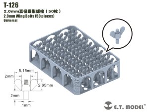 画像1: E.T.MODEL[T-126]汎用 2.0mm径 蝶ボルト (50個入) (1)