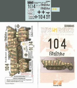 画像1: Echelon[D356045]sd.kfz.251/3　Das Reich所属ノルマンディー戦デカールセット (1)