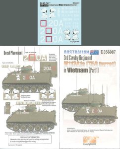 画像1: Echelon[D356087]豪軍　第3騎兵連隊　M113A1(T50砲塔)ベトナム戦デカールセット(Part1) (1)