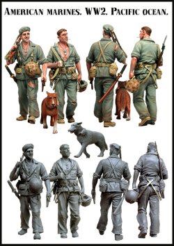 画像2: エボリューション[EM-35033]1/35　WWIIアメリカ海兵隊 犬を連れた偵察要員 太平洋戦線(1)