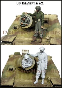画像2: エボリューション[EM-35188]1/35　WWIIアメリカ陸軍歩兵 鹵獲戦車の主砲に潜り込むGI