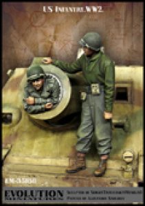 画像1: エボリューション[EM-35188]1/35　WWIIアメリカ陸軍歩兵 鹵獲戦車の主砲に潜り込むGI (1)
