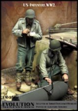 エボリューション[EM-35191]1/35　WWIIアメリカ陸軍兵士 大口径砲弾を検分するGI