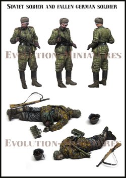 画像2: エボリューション[EM-35244]1/35 WWII 露/ソ 倒れたドイツ兵を見つめるソビエト赤軍歩兵(2体入)
