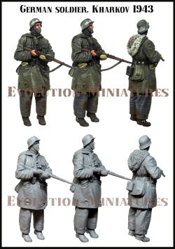 画像2: エボリューション[EM-35222]1/35 WWII ドイツ歩兵 警戒する冬季装備の兵士(1943〜45)