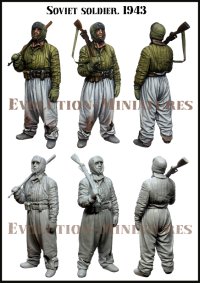 エボリューション[EM-35233]1/35 WWII 露/ソ ソビエト赤軍 タイガー戦車を見上げる兵士 1943