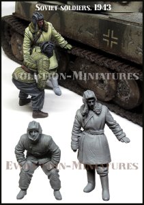 画像1: エボリューション[EM-35235]1/35 WWII 露/ソ ソビエト赤軍 タイガー戦車の足周りを調べる兵士 1943(2体入) (1)