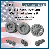 FC★MODEL[FC37014]1/35 WWII アメリカ M1/M116 75mm榴弾砲パックハウザー用ホイールセット 自重変形タイヤ/木製ホイール