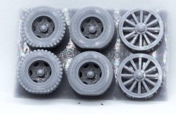 画像2: FC★MODEL[FC37014]1/35 WWII アメリカ M1/M116 75mm榴弾砲パックハウザー用ホイールセット 自重変形タイヤ/木製ホイール