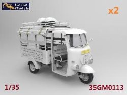 画像2: ゲッコー・モデル[GEC35GM0113]1/35 サイゴン ランブロ550 シャトル三輪自動車w/休憩中の運転手1960〜70年代（2両セット、フィギュア1体）