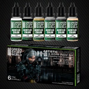 画像1: グリーンスタッフワールド[GSWC-10123]ホワイト&ブラック塗料6本セット (1)