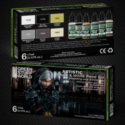 画像2: グリーンスタッフワールド[GSWC-10123]ホワイト&ブラック塗料6本セット