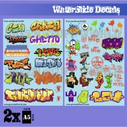 画像1: グリーンスタッフワールド[GSWD-2007]ウォータースライドデカール トレイン&グラフィティ カラフルフレーズとイラストの落書き ミックスセット