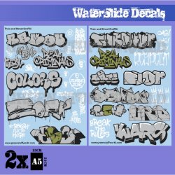 画像1: グリーンスタッフワールド[GSWD-2008]ウォータースライドデカール トレイン&グラフィティ シルバー&ゴールドフレーズセット
