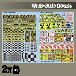 画像1: グリーンスタッフワールド[GSWD-2011]ウォータースライドデカール 警告サイン&ストップサインセット