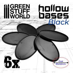 画像1: グリーンスタッフワールド[GSWD-10904]フチ付きプラスチックディスプレイベース ブラック 楕円形90mm×52mm (1)
