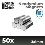 グリーンスタッフワールド[GSWD-11518]ネオジム磁石 丸型 2mmx1mm - 50個入 (N35)