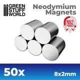 グリーンスタッフワールド[GSWD-11519]ネオジム磁石 丸型 8mmx2mm - 50個入 (N52)