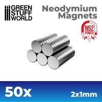 グリーンスタッフワールド[GSWD-11520]ネオジム磁石 丸型 2mmx1mm - 50個入 (N52)