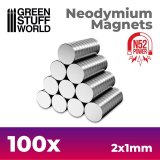 グリーンスタッフワールド[GSWD-11600]ネオジム磁石 丸型 2mmx1mm - 100個入 (N52)