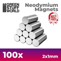 グリーンスタッフワールド[GSWD-11600]ネオジム磁石 丸型 2mmx1mm - 100個入 (N52)