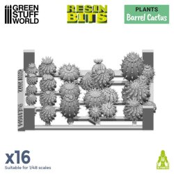 画像2: グリーンスタッフワールド[GSWD-11614]ジオラマアクセサリー 3Dプリントセット 丸型サボテン(16個入)