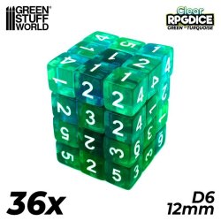 画像1: グリーンスタッフワールド[GSWD-4080]６面体ダイス12mm　グリーンターコイズ（36個入）