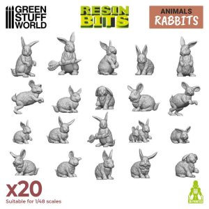 画像1: グリーンスタッフワールド[GSWD-12290]ジオラマアクセサリー 3Dプリントセット ウサギ(20個入) (1)