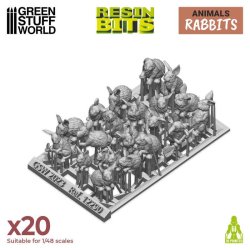 画像2: グリーンスタッフワールド[GSWD-12290]ジオラマアクセサリー 3Dプリントセット ウサギ(20個入)