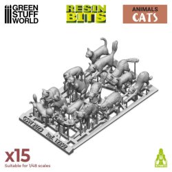 画像2: グリーンスタッフワールド[GSWD-12292]ジオラマアクセサリー 3Dプリントセット ネコ(15個入)