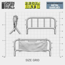画像2: グリーンスタッフワールド[GSWD-12416]3Dプリントセット - 金属製のバリケード 1:48