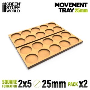 画像1: グリーンスタッフワールド[GSWD-12576]MDF Movement Trays 25mm 5x2 - Skirmish Lines (1)