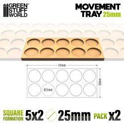 画像2: グリーンスタッフワールド[GSWD-12576]MDF ムーブメント トレイ 25mm 5x2 - スカーミッシュ ライン