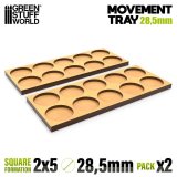 グリーンスタッフワールド[GSWD-12577]MDF ムーブメント トレイ 28.5mm 5x2 - スカーミッシュ ライン