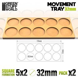 画像2: グリーンスタッフワールド[GSWD-12578]MDF ムーブメント トレイ 32mm 5x2 - スカーミッシュ ライン