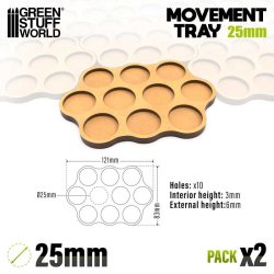 画像2: グリーンスタッフワールド[GSWD-12580]MDF ムーブメントトレイ - 丸型スカーミッシュ 25mm 3x4x3