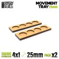 グリーンスタッフワールド[GSWD-12626]MDF ムーブメント トレイ 25mm 4x1 - スカーミッシュ ライン