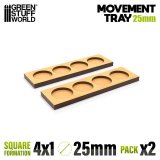 グリーンスタッフワールド[GSWD-12626]MDF ムーブメント トレイ 25mm 4x1 - スカーミッシュ ライン