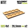 グリーンスタッフワールド[GSWD-12627]MDF ムーブメント トレイ 28.5mm 4x1 - スカーミッシュ ライン