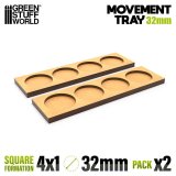 グリーンスタッフワールド[GSWD-12628]MDF ムーブメント トレイ 32mm 4x1 - スカーミッシュ ライン