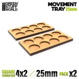 グリーンスタッフワールド[GSWD-12629]MDF ムーブメント トレイ 25mm 4x2 - スカーミッシュ ライン