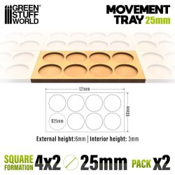 画像2: グリーンスタッフワールド[GSWD-12629]MDF ムーブメント トレイ 25mm 4x2 - スカーミッシュ ライン