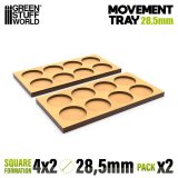 グリーンスタッフワールド[GSWD-12630]MDF ムーブメント トレイ 28.5mm 4x2 - スカーミッシュ ライン