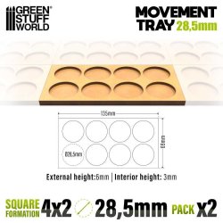 画像2: グリーンスタッフワールド[GSWD-12630]MDF ムーブメント トレイ 28.5mm 4x2 - スカーミッシュ ライン