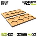 グリーンスタッフワールド[GSWD-12631]MDF ムーブメント トレイ 32mm 4x2 - スカーミッシュ ライン