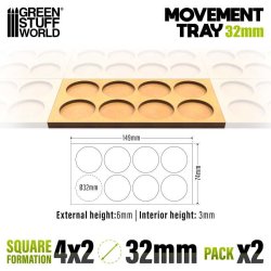 画像2: グリーンスタッフワールド[GSWD-12631]MDF ムーブメント トレイ 32mm 4x2 - スカーミッシュ ライン