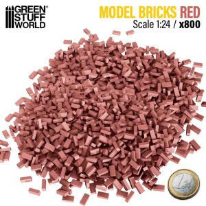 画像1: グリーンスタッフワールド[GSWD-12639] Miniature Bricks - Red x800 1:24 (1)