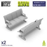 グリーンスタッフワールド[GSWD-12760]3Dプリントセット - 待合室ベンチ 1:48